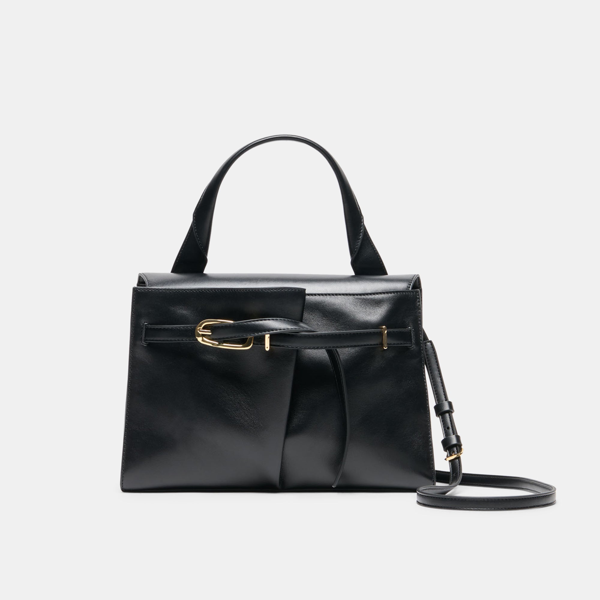 BORGO HANDBAG BLACK LEATHER