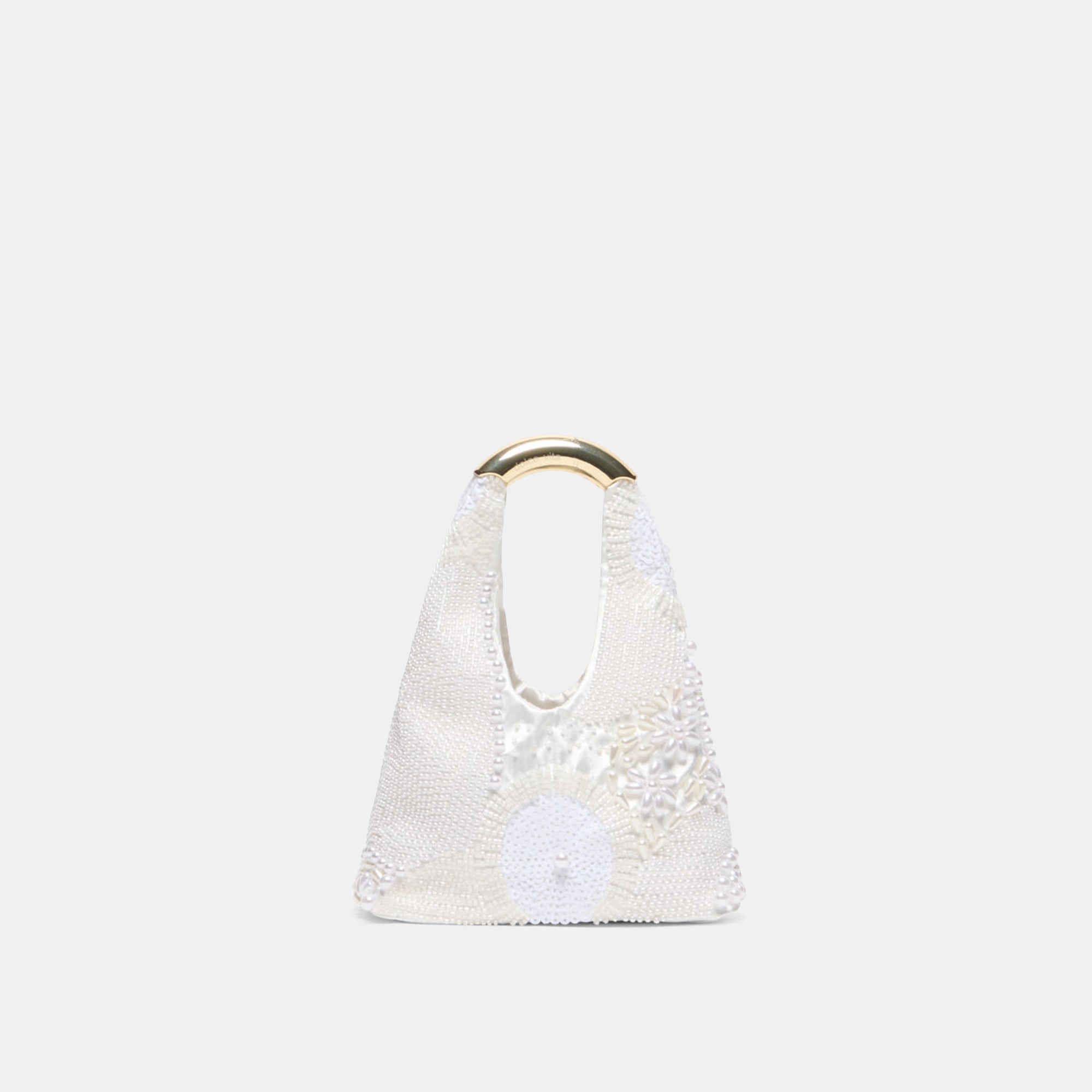EVELISE MINI HANDBAG WHITE PEARL SATIN