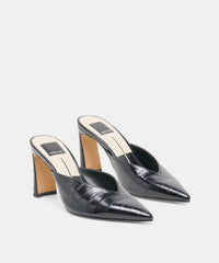 KENTIN HEELS NOIR EMBOSSED LEATHER